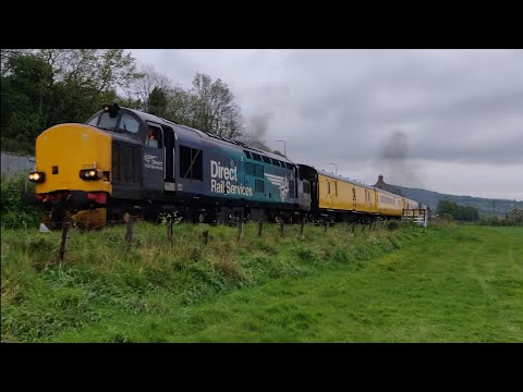 **SERIOUS WHEELSLIP** Direct Rail Services 37218 and 37038 leaving Dingwall