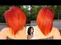 🔥FROM BLACK TO NEON RED ORANGE OMBRE! EASY ORANGE SUNSET HAIR COLOR│HOW TO ft YWIGS
