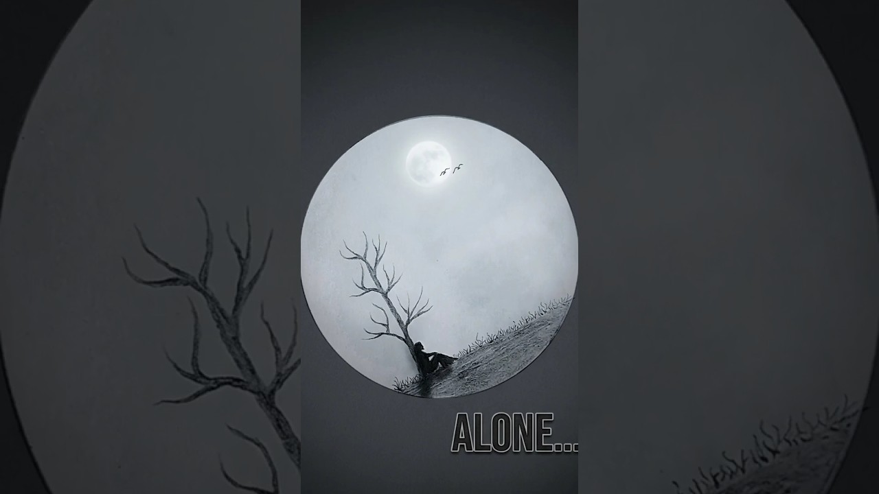 The Silence of Her Heart ✨ | Easy sketch Drawing🌘🌟💞 | #youtubeshorts #shorts #sketch