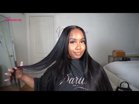 HD Lace Wear Go Glueless Wigs 5x5 Lace Human Hair Wigs With Bangs Straight Body Wave