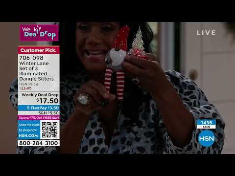 Winter Lane Set of 3 Illuminated Dangle Sitters