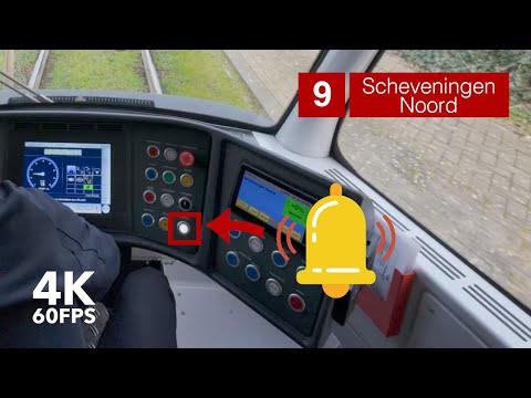An accidental EMERGENCY CALL | 🚊 HTM Line 9 | 🇳🇱 The Hague | 4K Tram Cabview | Siemens Avenio