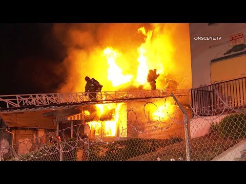Fire Rips Through Vacant Home In Los Angeles