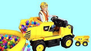 Ivan Unboxing and Assembling Dump Truck Tractor Ride-On Toy Construction Video for Children