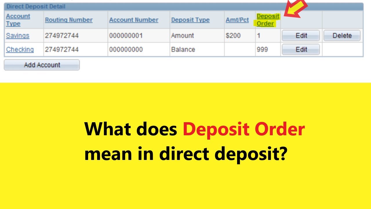 Deposit Order from 1 to 999 - what does it mean in direct deposit Explained