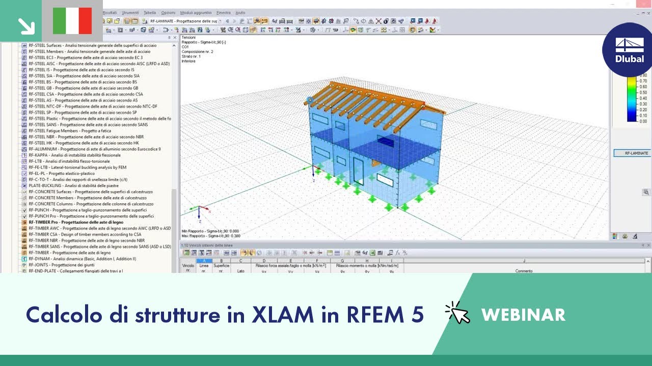 Calcolo di strutture in XLAM in RFEM 5