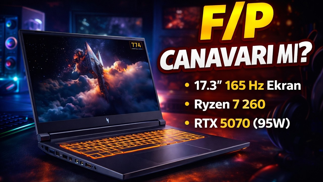 Acer Nitro V 17 AI İnceleme | Ryzen 7 260 ve RTX 5070 Performansı