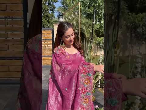 Rose Pink Designer Soft Crunchy Silk Embroidered Gown Set with Sequins Work & Matching Dupatta – Fully Stitched Festive & Party Wear