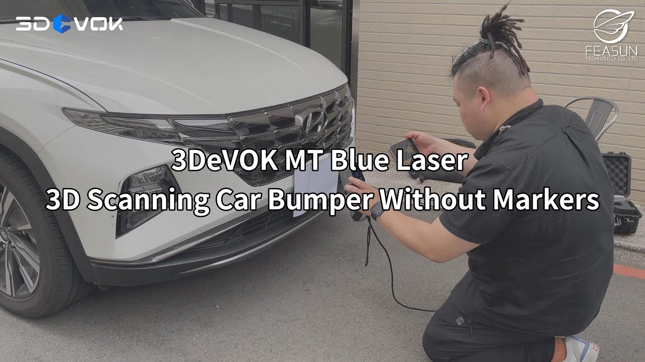 3DeVOK MT 3D Scanning Car Bumper with 34-Line Blue Laser – No Markers Needed!