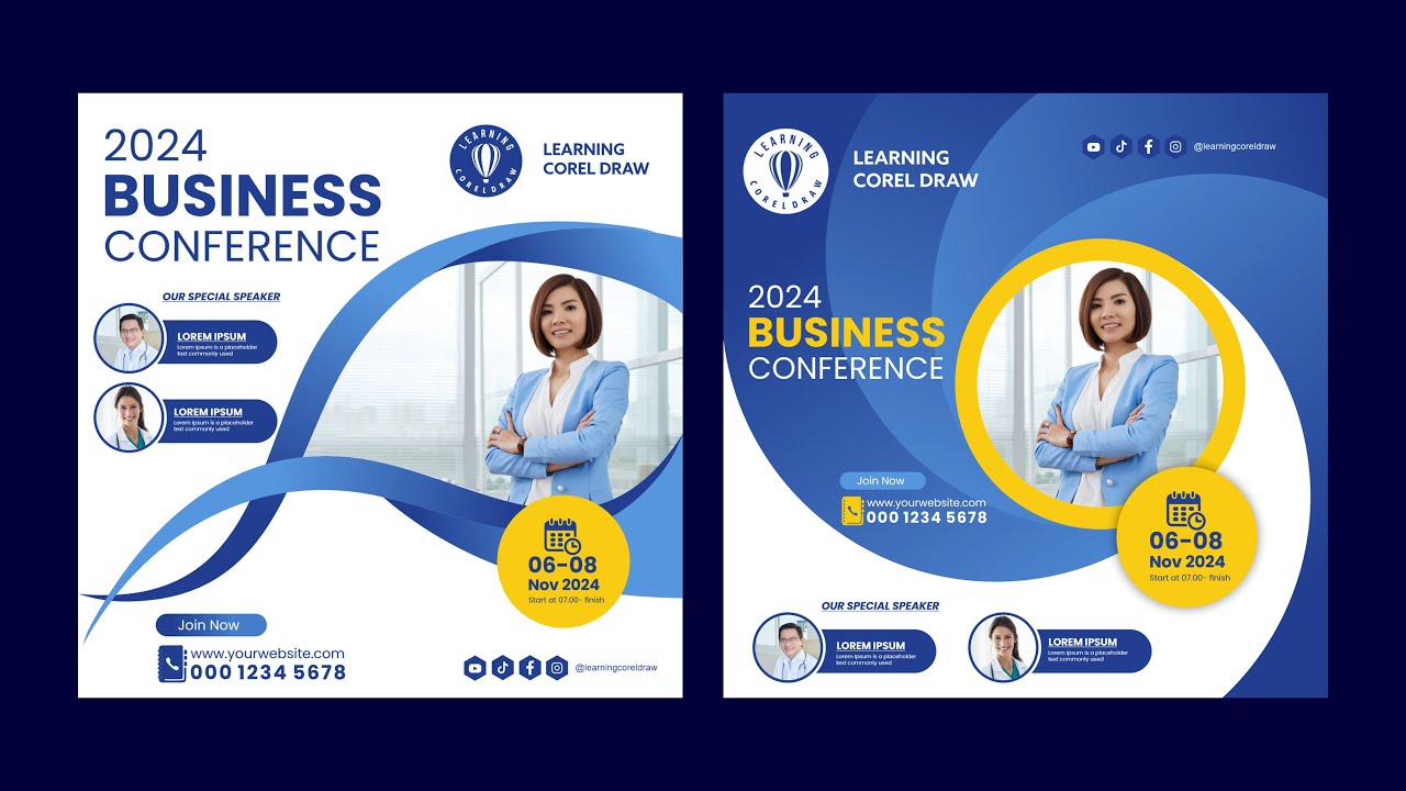 Business conference social media Design with corel draw