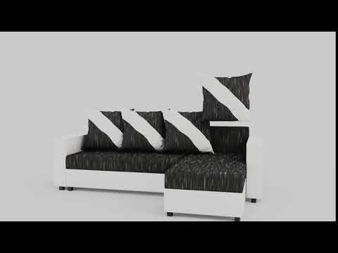 Rohová sedačka ASTANA, černá látka/bílá ekokůže