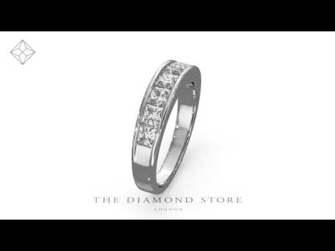 FT35 - White Gold Princess Diamond Half Eternity Ring 1.00CT
