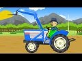 Blue Tractor with Front Loader and Planting Potatoes - Animated Farm for Children