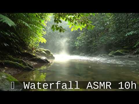 Stunning Waterfall in Lush Forest — 10 Hour Nature Loop with Real ASMR Water Sounds