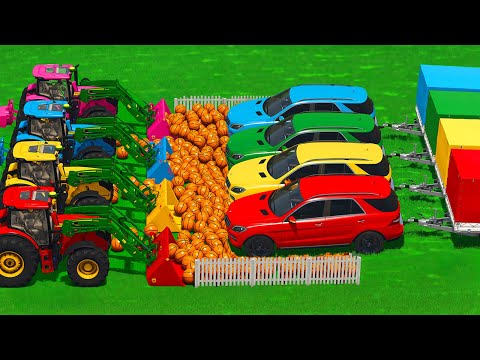 TRACTORS, CARS AND TRUCKS BATTLE ON INSANE OBSTACLE CHALLENGE - Farming Simulator 25