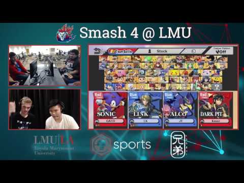 Smash 4 @ LMU 2 - LinkedKnight and Jin~Tek Vs. Blue and Kswz Doubles Losers Finals