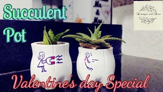DIY for Valentine's day | Succulent Pot | How to prevent whitecement pot from cracking |easygiftidea