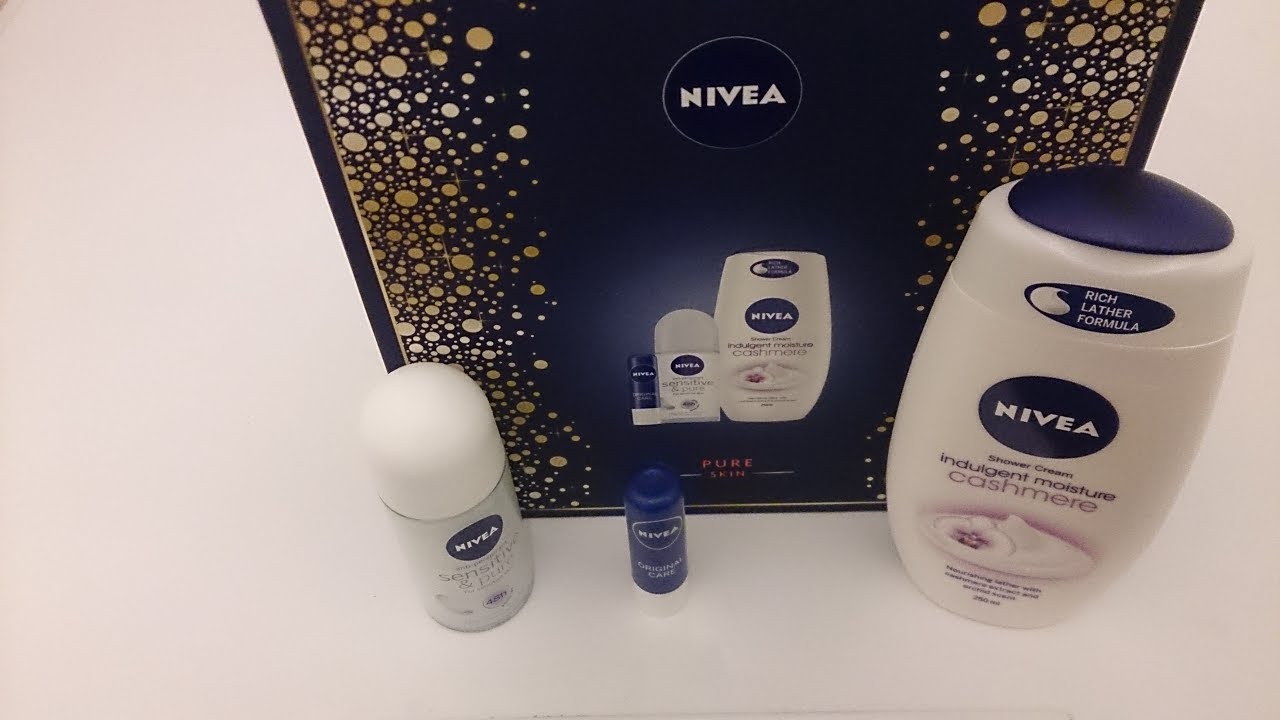 nivea pure skin box set unboxing cashmere shower cream sensitive antiperspirant original