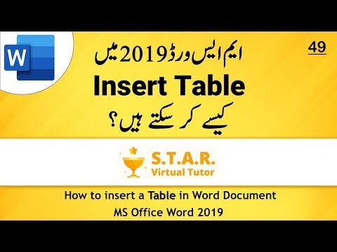 How to Insert a Table in Word Document V#49 in Urdu/Hindi by STAR Virtual Tutors