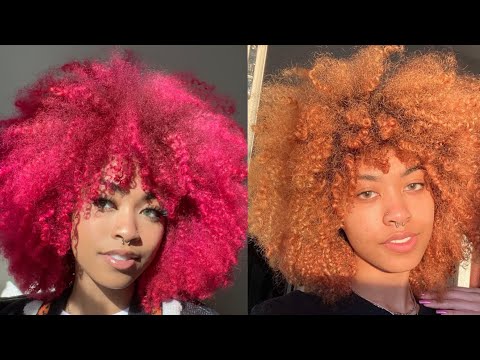 impulsively dying my curly hair pink during self...