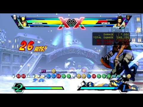 [UMVC3] Team PR Rog optimal midscreen BnB (1.05M damage/-0.4 meter)