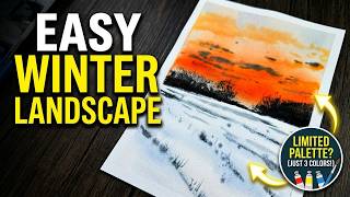 Paint a Stunning Sunset Over Snow Field | Watercolor Tutorial