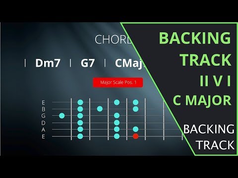 Guitar Backing Track - II V I - 2 5 1 in C Major (98BPM)