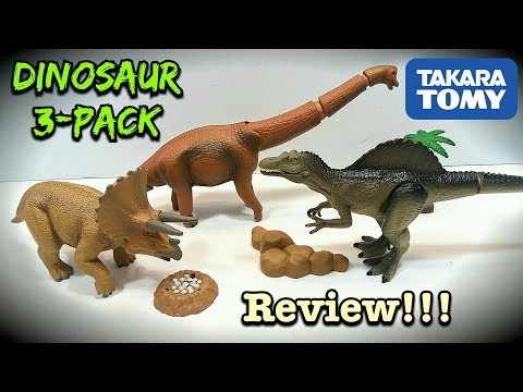 Takara Tomy Dinosaur 3 Pack Review!!! Spinosaurus, Triceratops & Brachiosaurus!