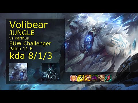 Volibear Jungle vs Karthus - EUW Challenger 8/1/3 Patch 11.6 Gameplay