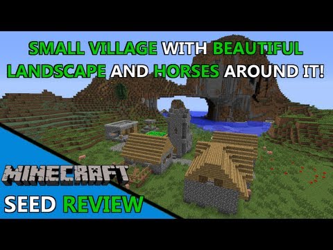 VILLAGE WITH AWESOME LANDSCAPE & HORSES AROUND IT! [Minecraft 1.6.2 // Seed Review]