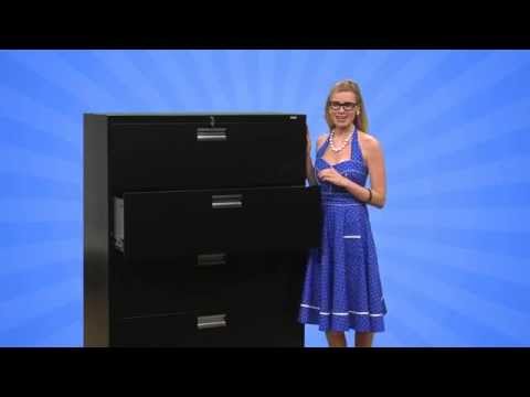 Meg on HON file cabinet