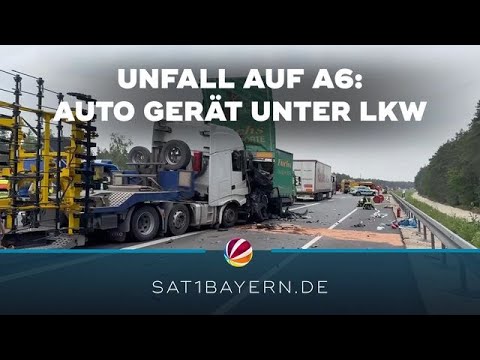 Schwerer Unfall auf A6 bei Waikersreuth: Auto gerät unter LKW
