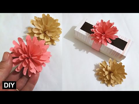 Crisântemo Cheio DIY - Como fazer Flor de Papel para decorar Presente - Paper Flower DIY