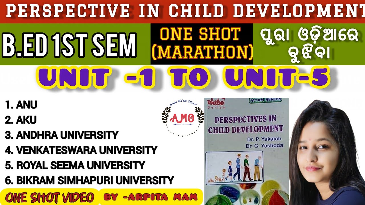 UNIT-1 to UNIT-5 Prespective in child development,B.Ed 1st sem.for ANU,AKU,YVU & OTHERS - Arpita mam