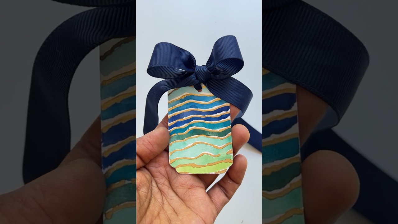 Hand painted Blue green Ombre Watercolor Gift tag | personalized art | cute gift wrapping stationery