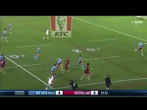Ponga's long pass to Cobbo that resulted in QLD's first try.