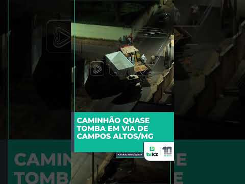 Caminhão quase tomba em via de Campos Altos/MG