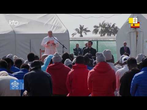Rencontre de #LéonXIV avec des migrants au centre Las Raíces aux Canaries #PapeenEspagne