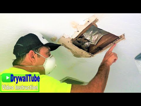 Water damaged ceiling and wall project- Diy drywall repair tips Video