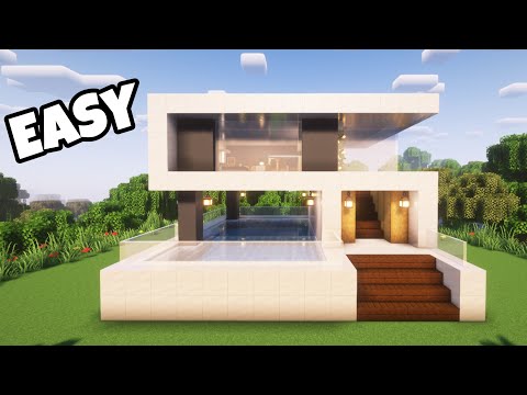 Minecraft: How to build an Easy Modern House with Pool
