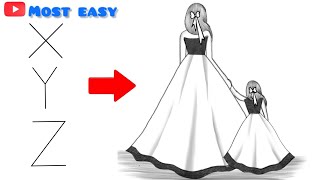How to draw Mother and Daughter | Mother's Day drawing | pencil sketch for beginners | Easy drawing