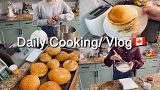 【カナダ暮らしと家庭料理🇨🇦】あんぱんとバーガーバンズ🍔焼く/コストコと韓国Hマート🇰🇷でお買い物🛒/息子に日本のお弁当作り🍙パンケーキ失敗したとコメントきたので詳しく作り方解説☝️