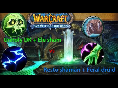 ⚔️ Wotlk arena ~2K ⚔️ Unholy DK + Ele vs Feral Druid + Resto Shaman
