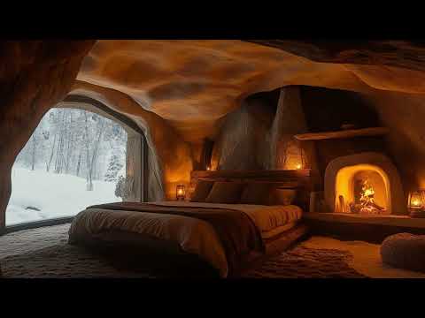 🌨️ Cozy Winter Snowstorm & Fireplace Ambience for Ultimate Sleep and Relaxation 🎶