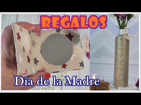 Manualidades Fáciles para regalar el Día de la Madre: Espejo de bolso y botella decorada
