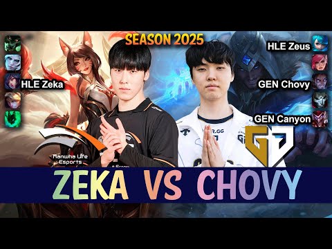 HLE Zeka vs GEN Chovy - Zeka AHRI vs Chovy SYLAS Mid - Patch 25.08 KR Ranked | lolrec