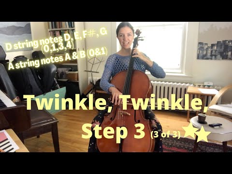 Lesson 3, Twinkle Twinkle on Cello, for beginners