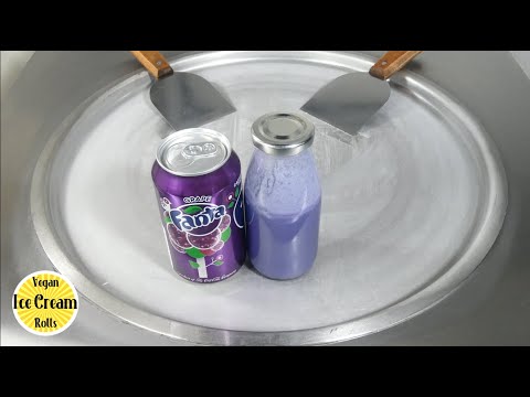 Purple Fanta Ice Cream Rolls | How to make thai fried fanta ice - Satisfying Making Of with music