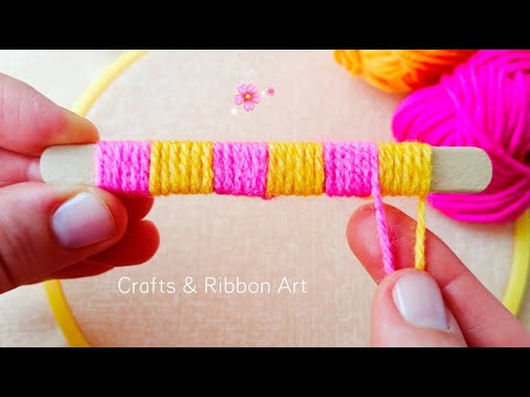 It's so Beautiful 💖🌟 Super Easy Woolen Flower Craft Ideas with Ice Cream Stick - DIY Yarn Flowers