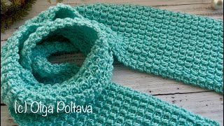 How to Crochet Textured Scarf, One Row Repeat, Easy Crochet Stitch